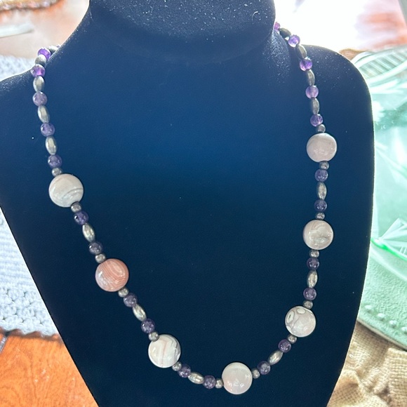 Sterling Silver FACETED MOONSTONE round Necklace, 20” Long - Picture 2 of 4